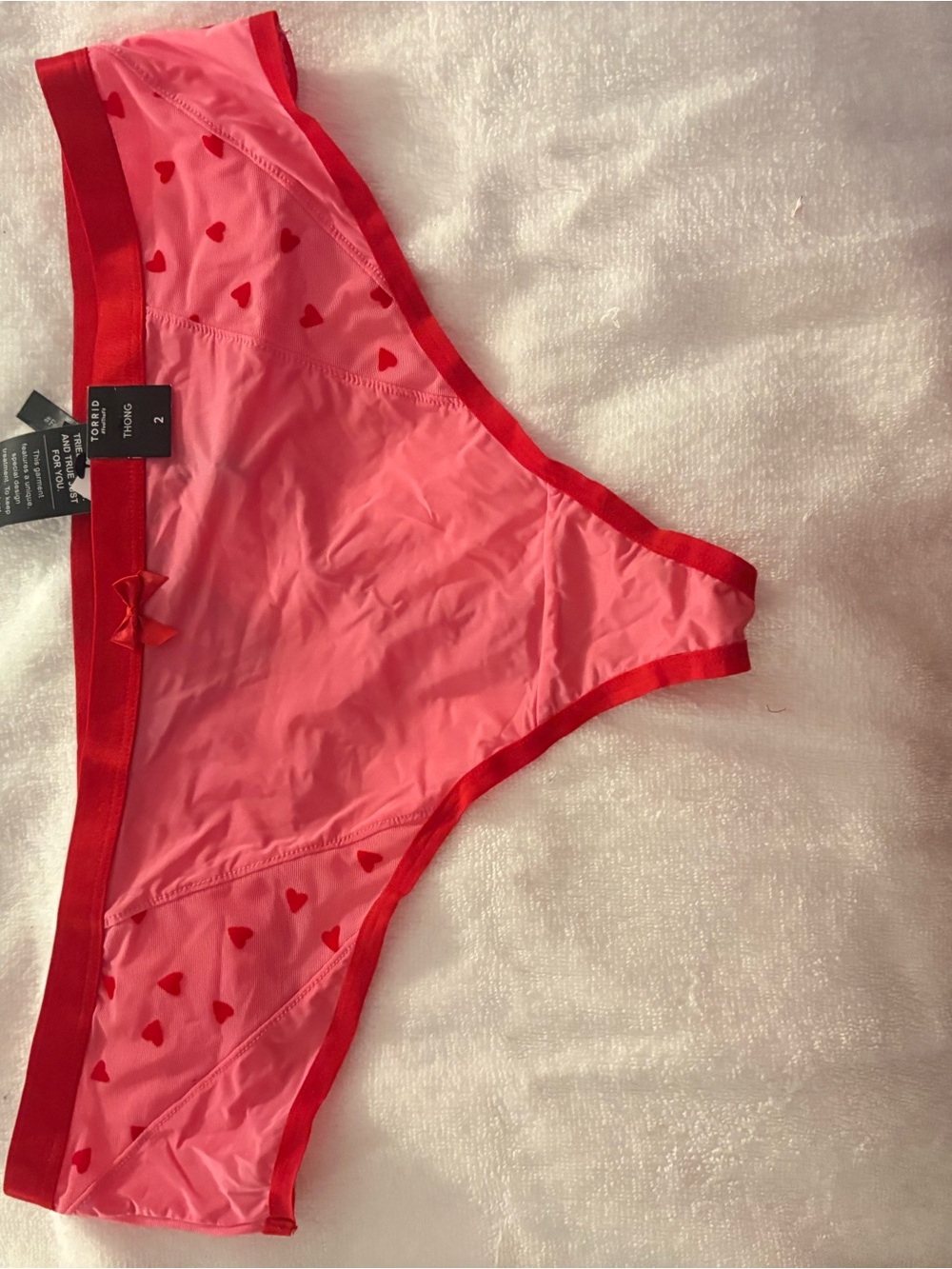 torrid Pink Thong with Red Hearts & Trim